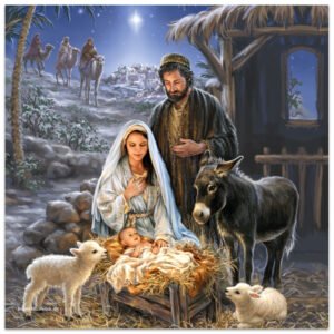 JULSERVETTER med julkrubbemotiv